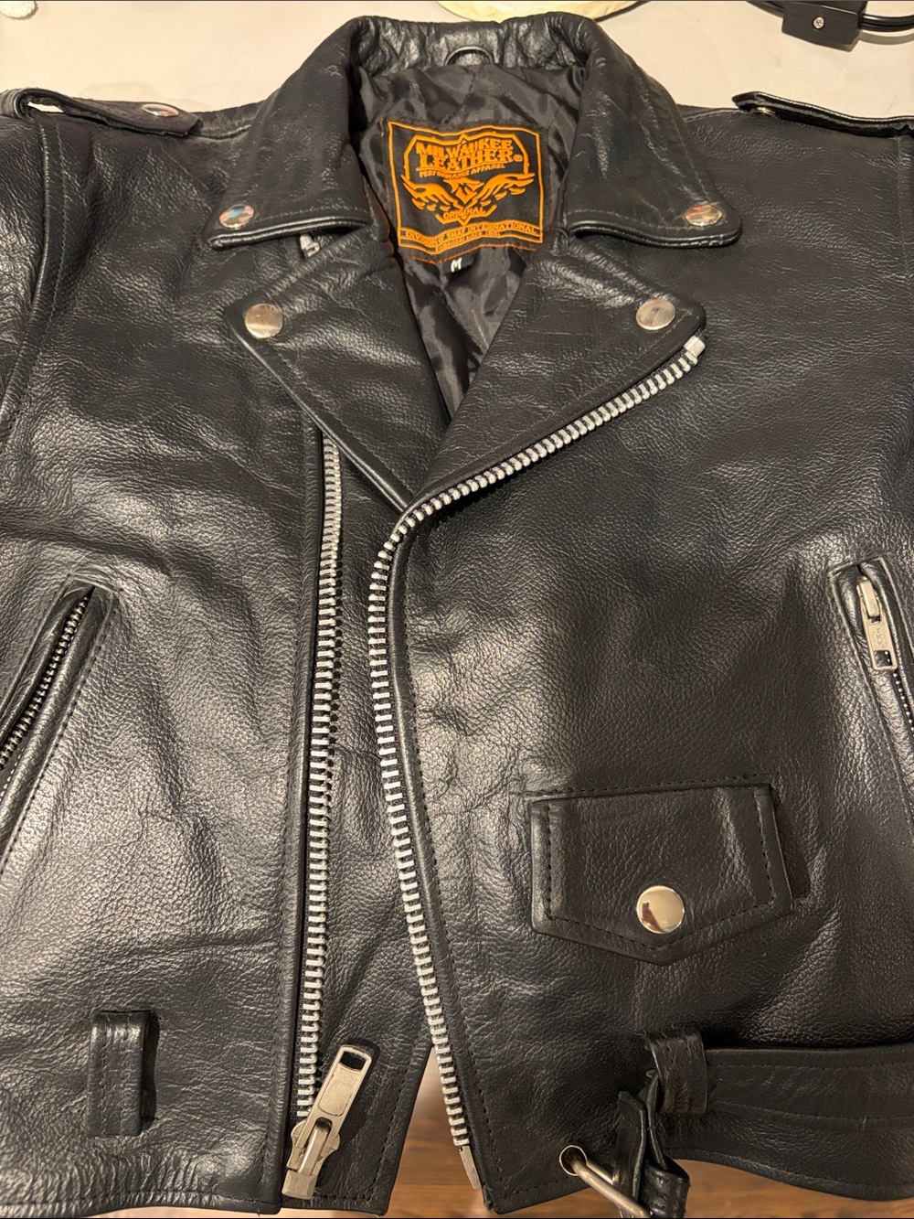 Boys Black Leather Biker Jacket by Milwaukee Leather
